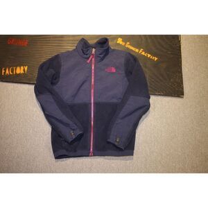 The North Face Girls Navy/Purple Fleece Zip Jacket - Size Medium